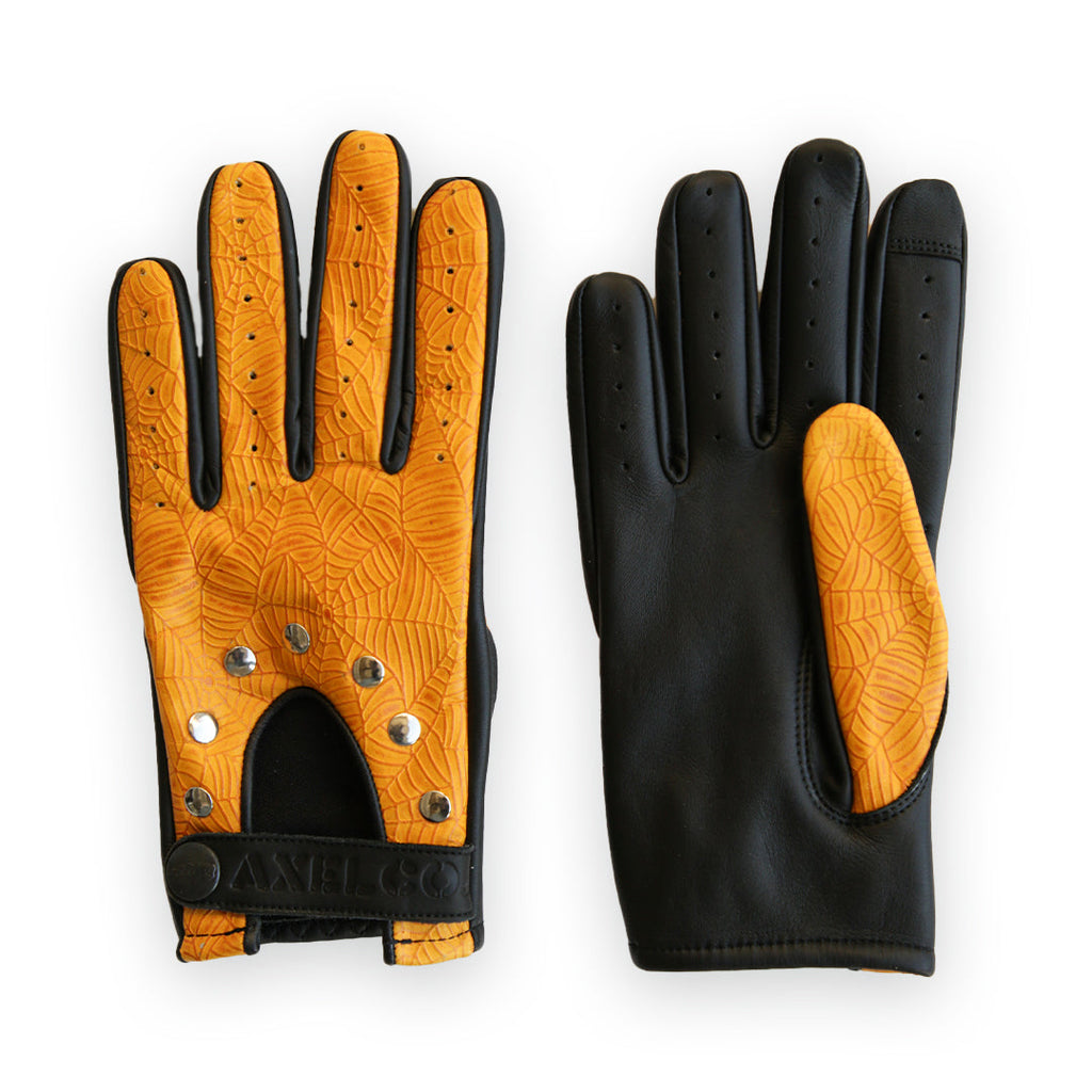 Yellow Spider Web Vintage Clasped Gloves