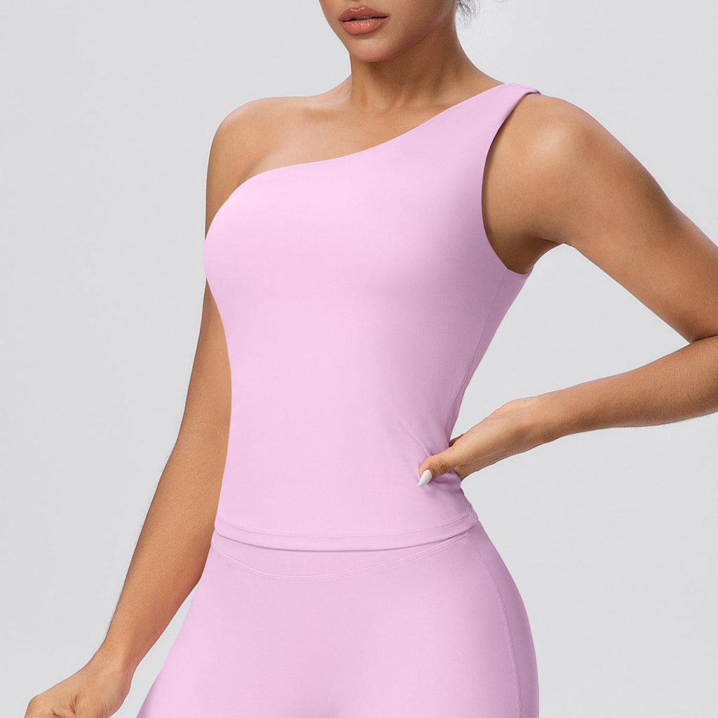 Cloud Sense Oblique One Shoulder Waist Yoga Clothes Sports Back Shaping Quick Drying Slim Fit Shaping Underwear Running Workout Vest