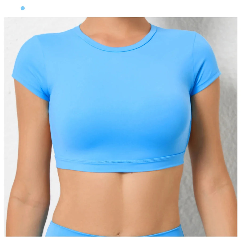 Sports Muscle Back Tee Without Padded Women Backless Sports Shirts Workout Gym Training Yoga T-Shirt Outdoor Open Back Tops