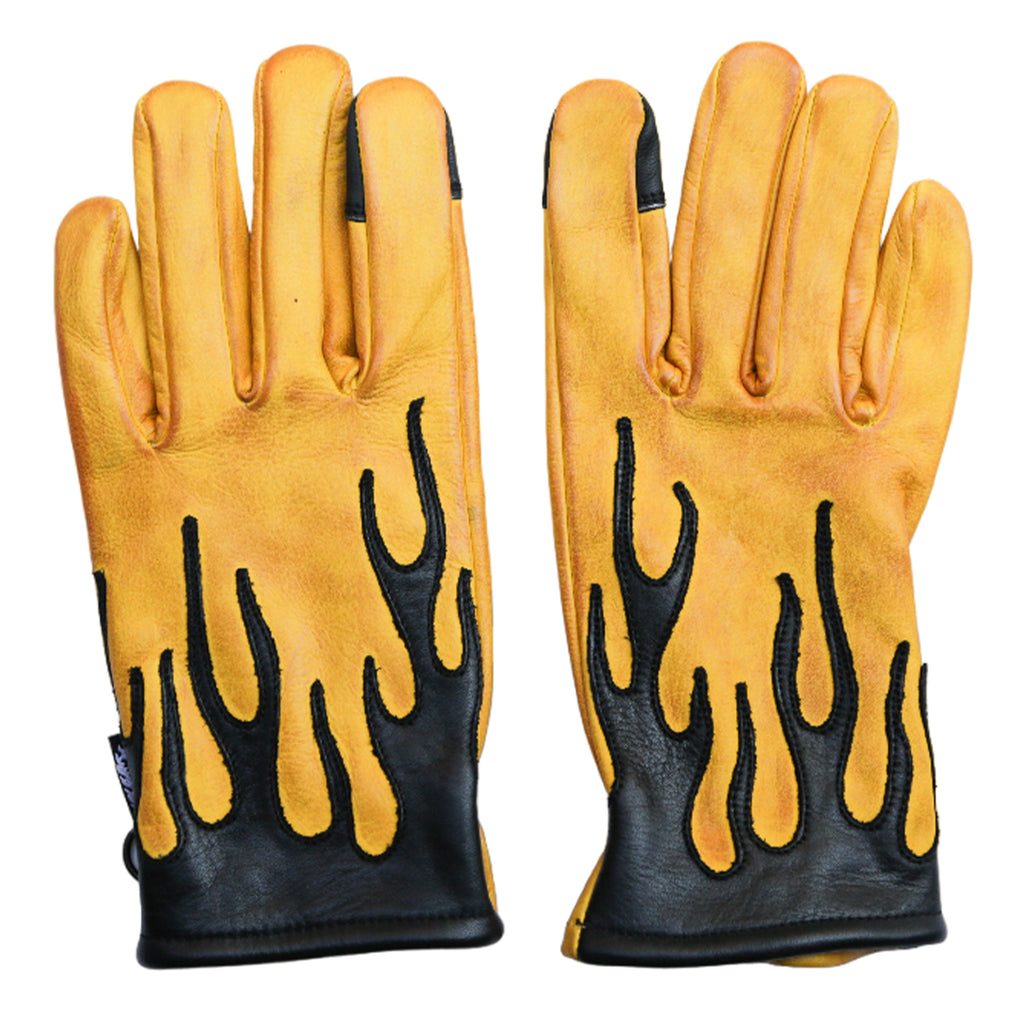 Black Flame Yellow Gloves
